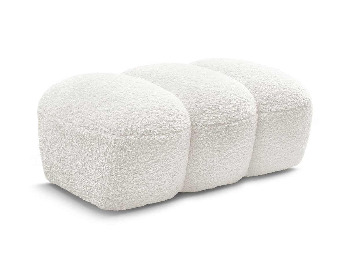 Bobochic Hippolyte Pouf Bouclé-Stoff Weiß