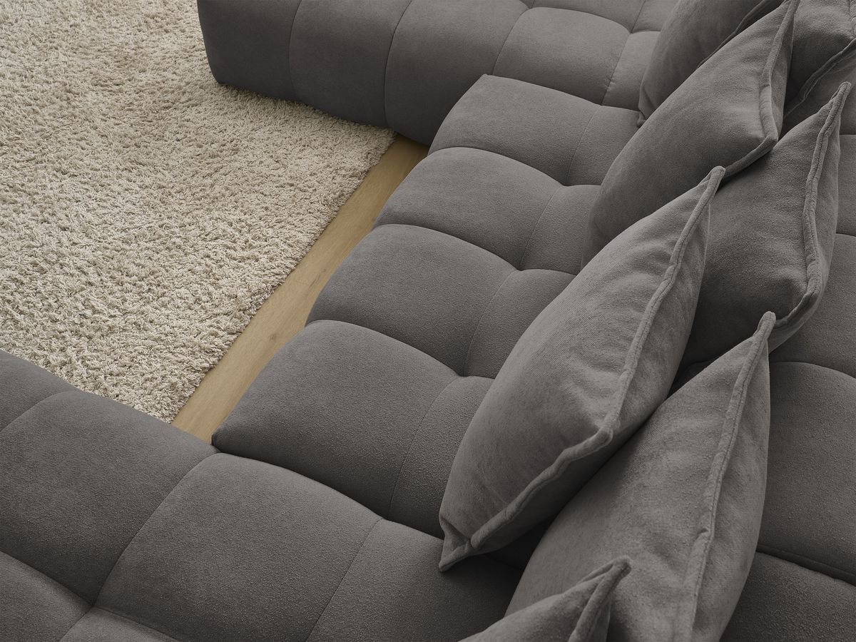 Bobochic Everest Wohnlandschaft, 14 Kissen Strukturstoff Dunkelgrau Ecke rechts