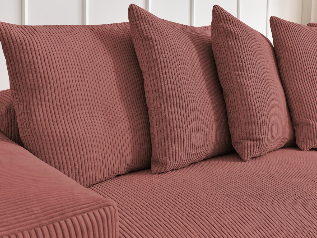 Bobochic Voltaire Ecksofa mit Schlaffunktion und Bettkasten Cordsamt Rosa