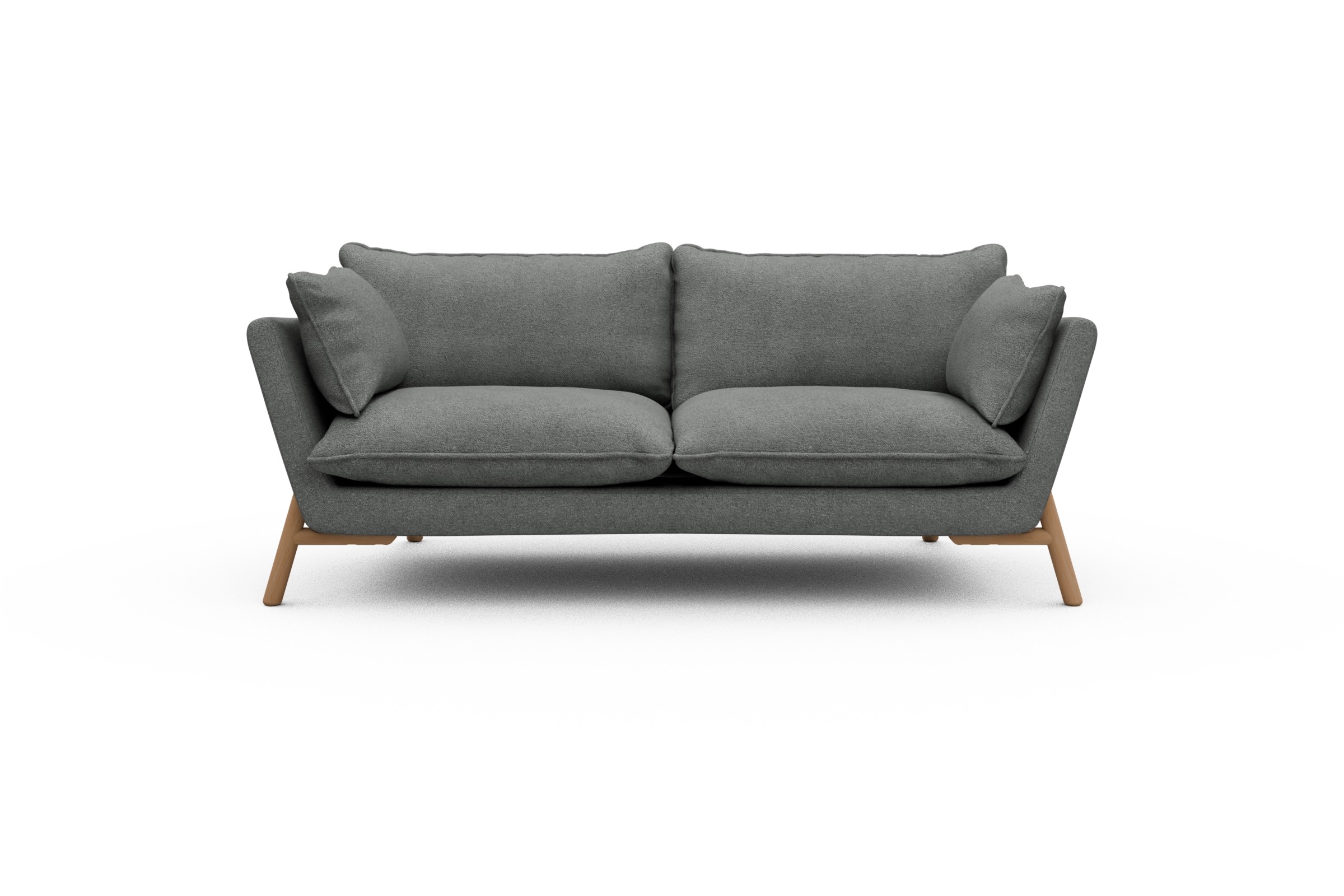 Skandi Home Sofa Emil PREMIUM 2-Sitzer Beinfarbe Eiche Natur Boucle-Ash-Grey moebelfaktor