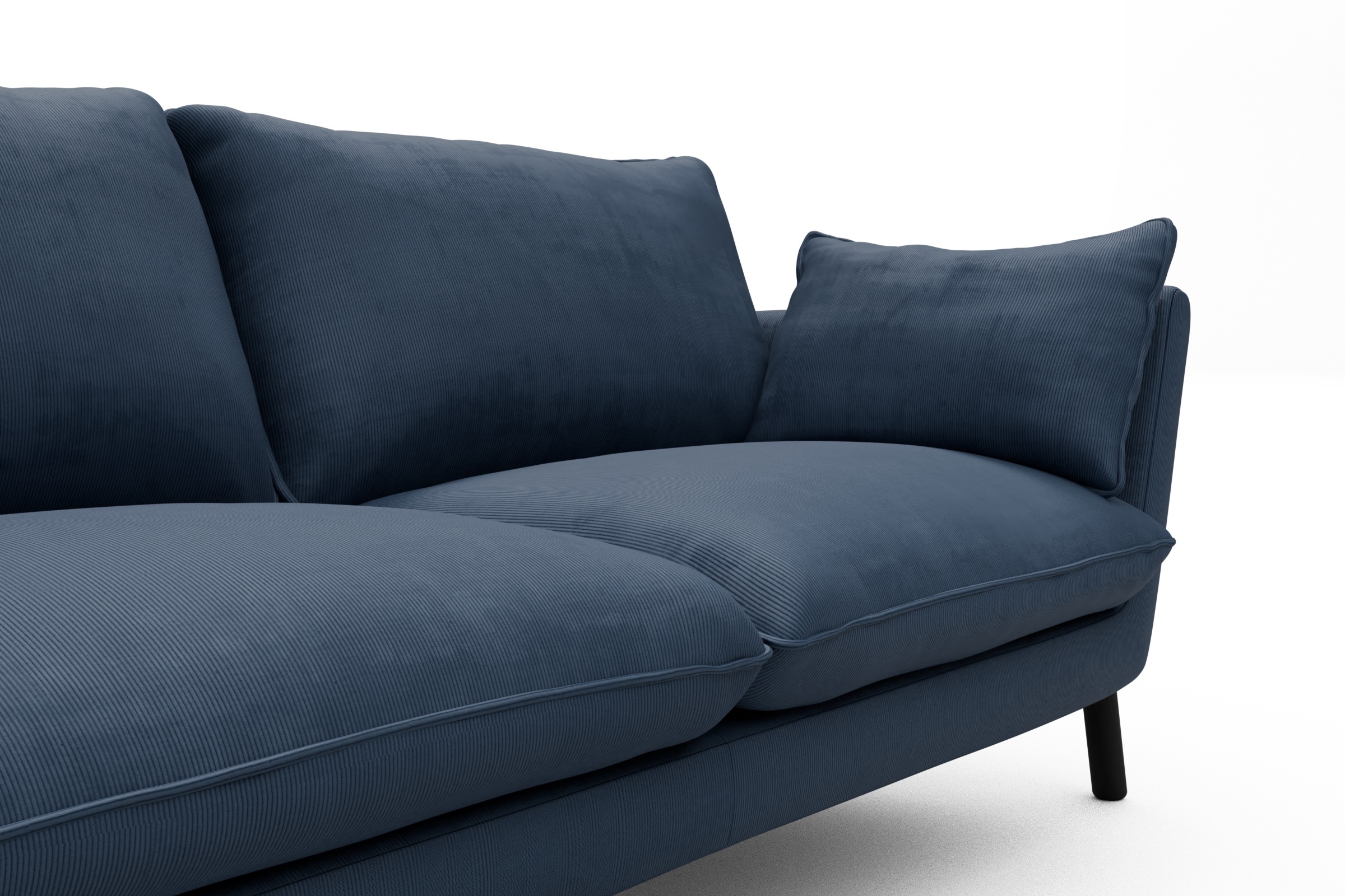 Sofa Emil 2-Sitzer Beinfarbe Eiche Schwarz Cordufine-Royal-Blue