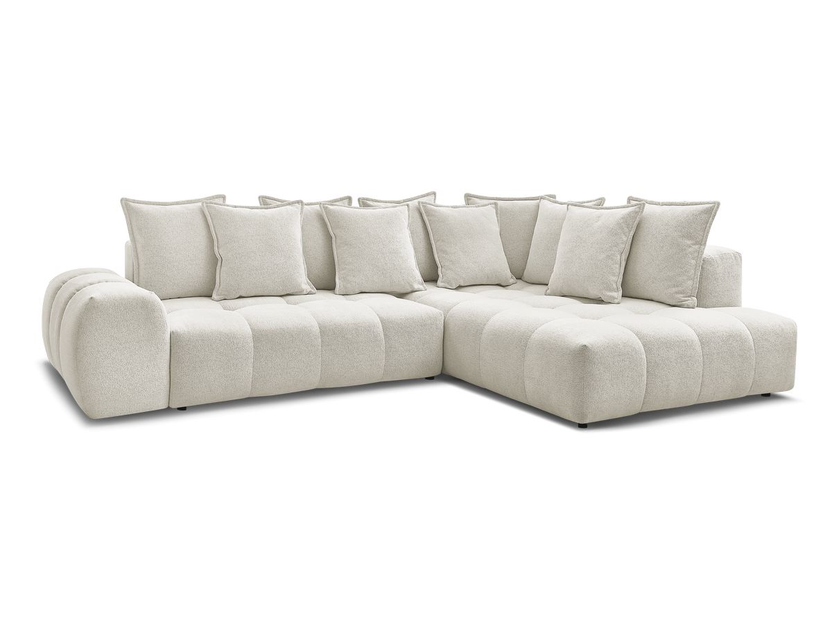 Bobochic Everest Ecksofa mit Schlaffunktion und Bettkasten 320 × 212 cm, 10 Kissen
