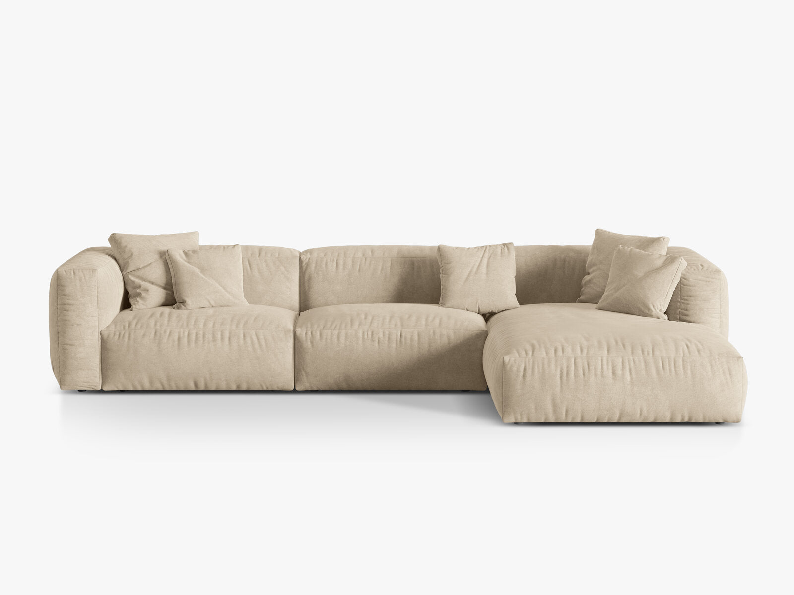 Micadoni Ecksofa Martina 3-Sitzer Rechts Samt Vogue Helles Beige