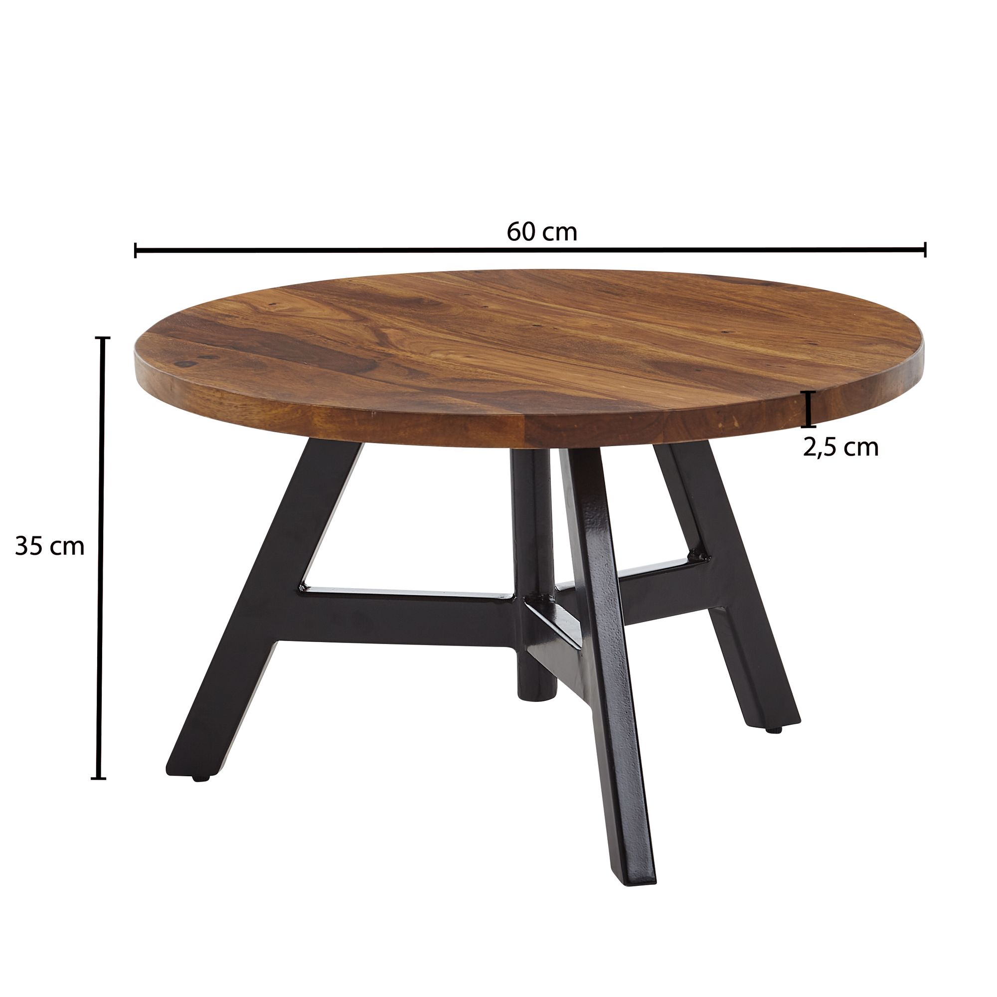 Couchtisch Nesjar Sheesham Massivholz Ø 60 cm