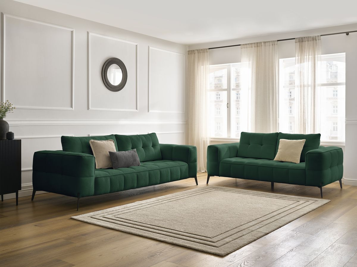 Bobochic Anis Sofa-Set 3- und 2-Sitzer Strukturstoff Grün