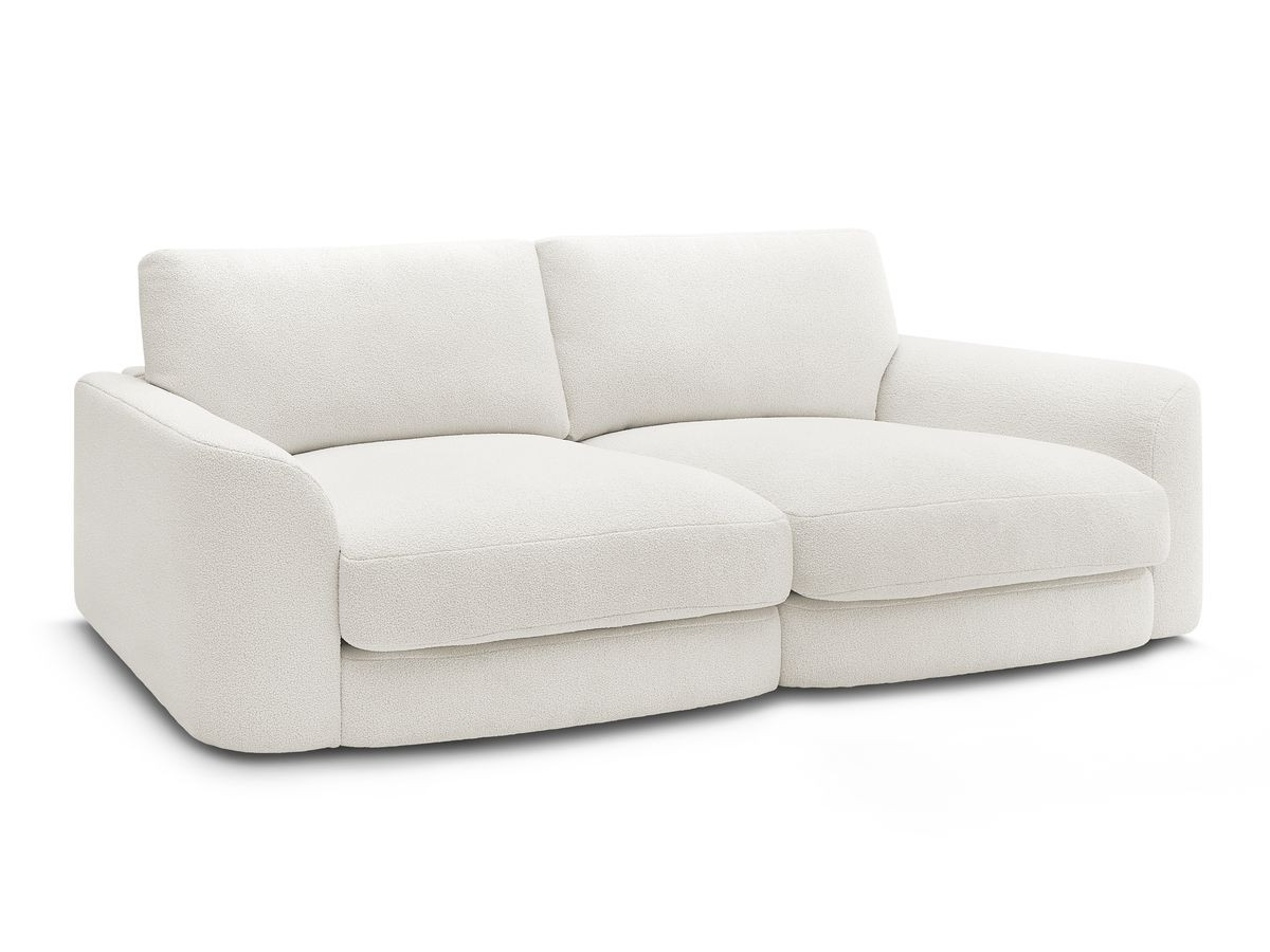 Bobochic Leonore Sofa 3-Sitzer Bouclé-Stoff Weiß