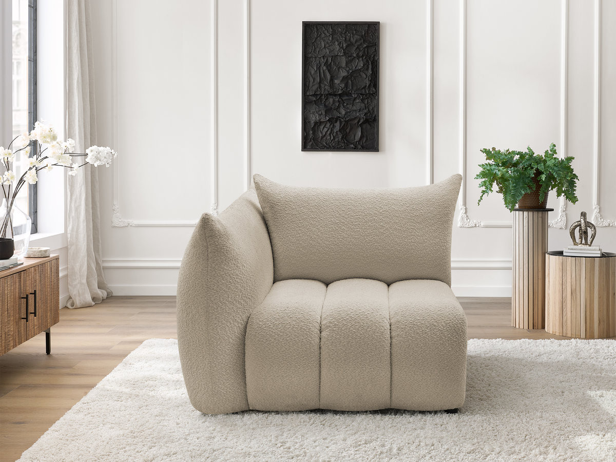 Bobochic Azra Sofamodul 1-Sitzer 117 × 112 cm Bouclé-Stoff Beige Ecke links