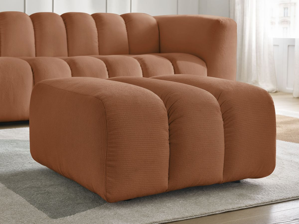 Bobochic Talia Sofa 3-Sitzer mit Pouf Melange-Stoff Orange