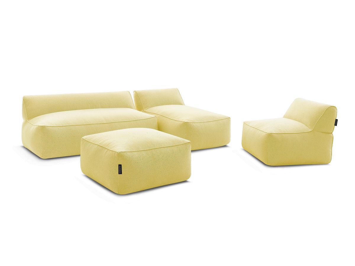 Bobochic Riviera Gartensofa 5-Sitzer mit Pouf Melange-Stoff Gelb