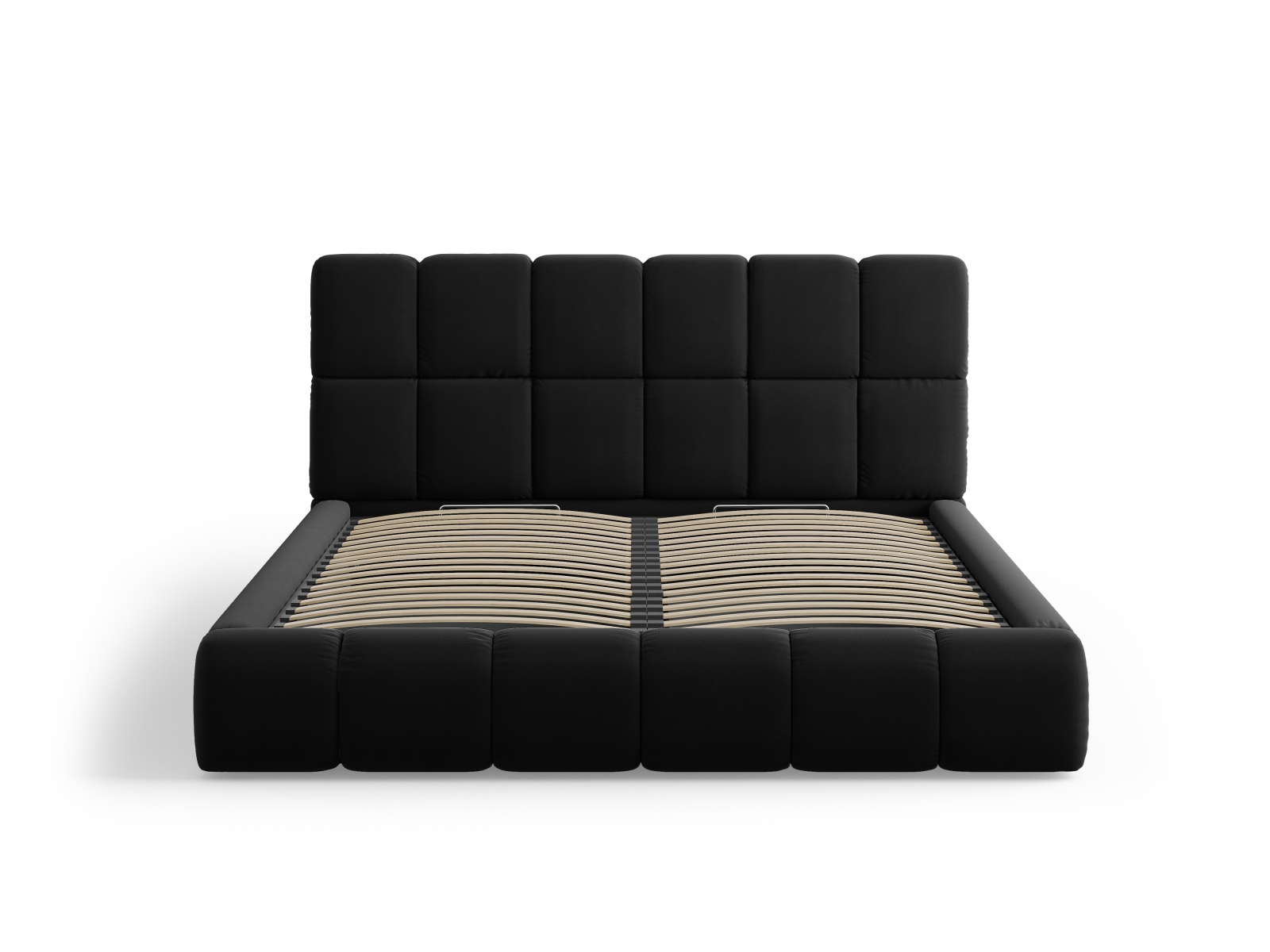 Micadoni Stauraumbett mit Kopfteil Bellis Samt Bluvel Schwarz 160x200