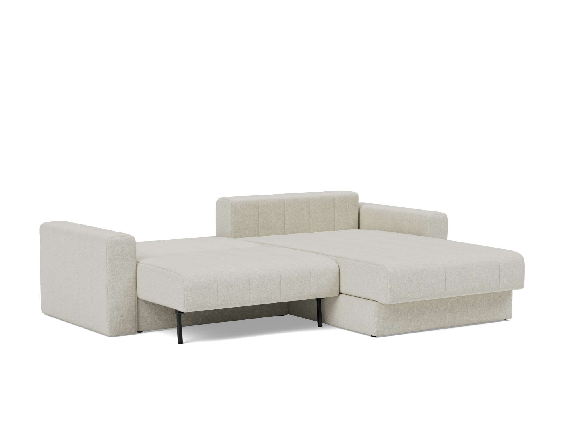 Schlafsofa Akello mit Chaiselongue und Armlehnen Flachgewebe Mixed Dance 527-Natural