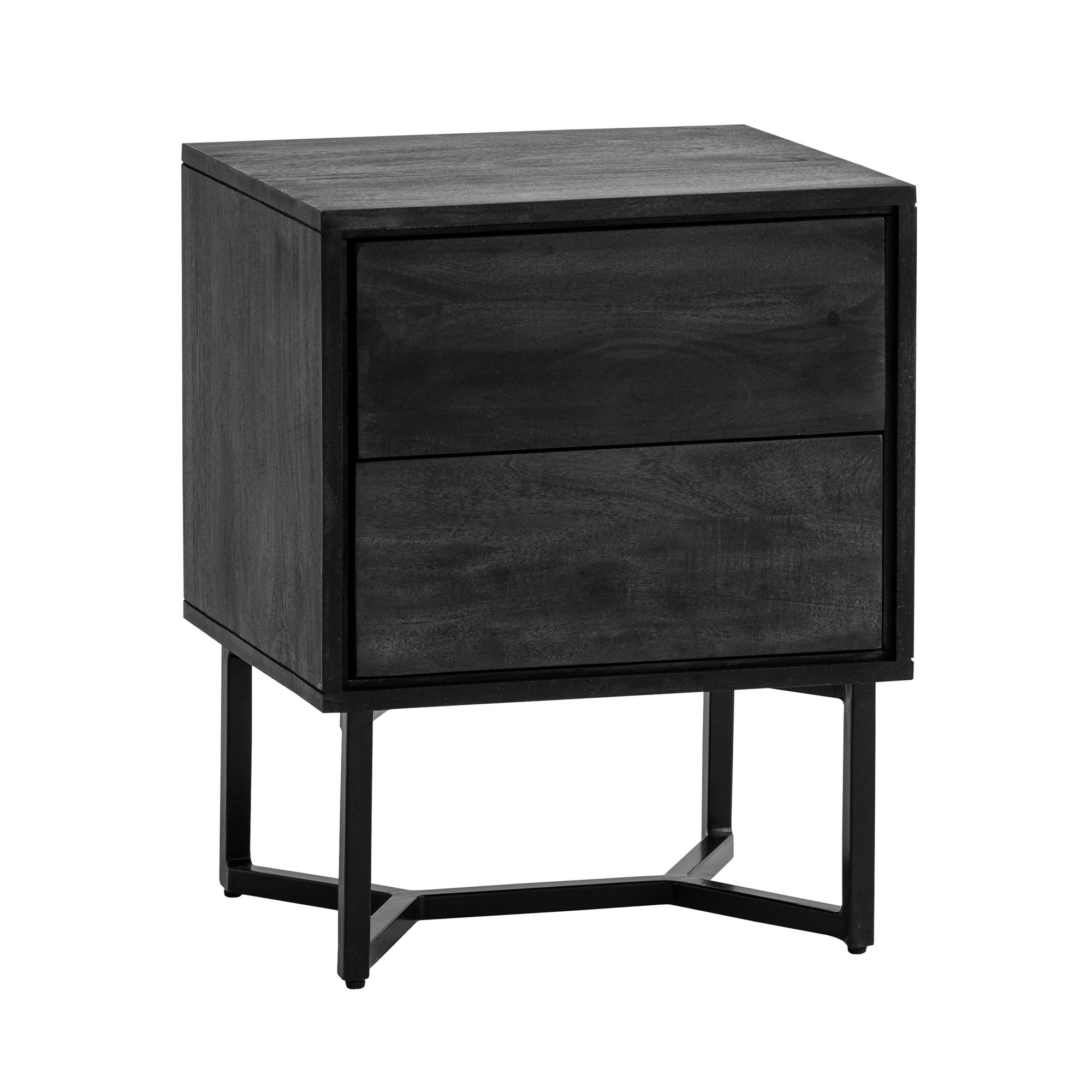 Nachttisch Hjelmeland Massivholz Schwarz 45 × 40 × 57 cm