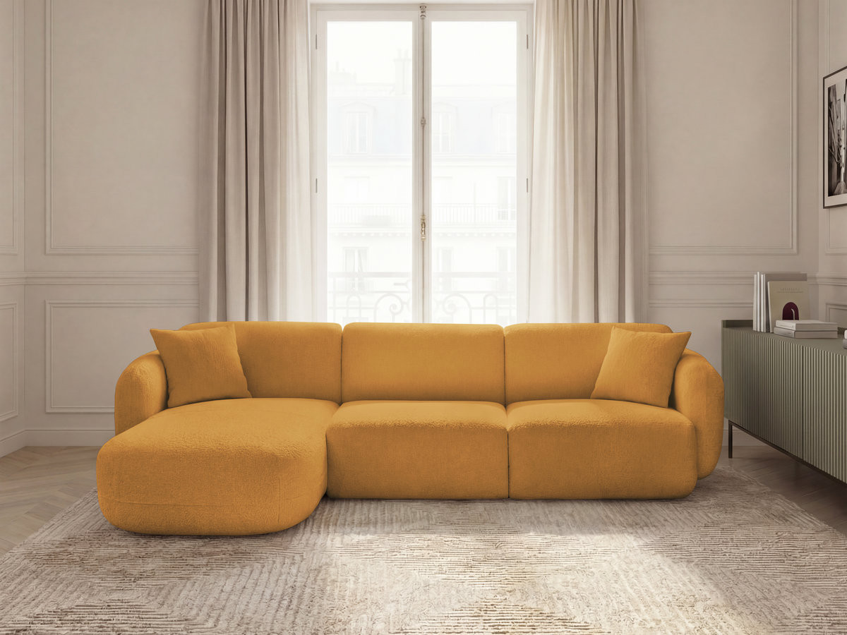 Bobochic Anda Ecksofa 292 × 163 cm Chenille Gelb Ecke links