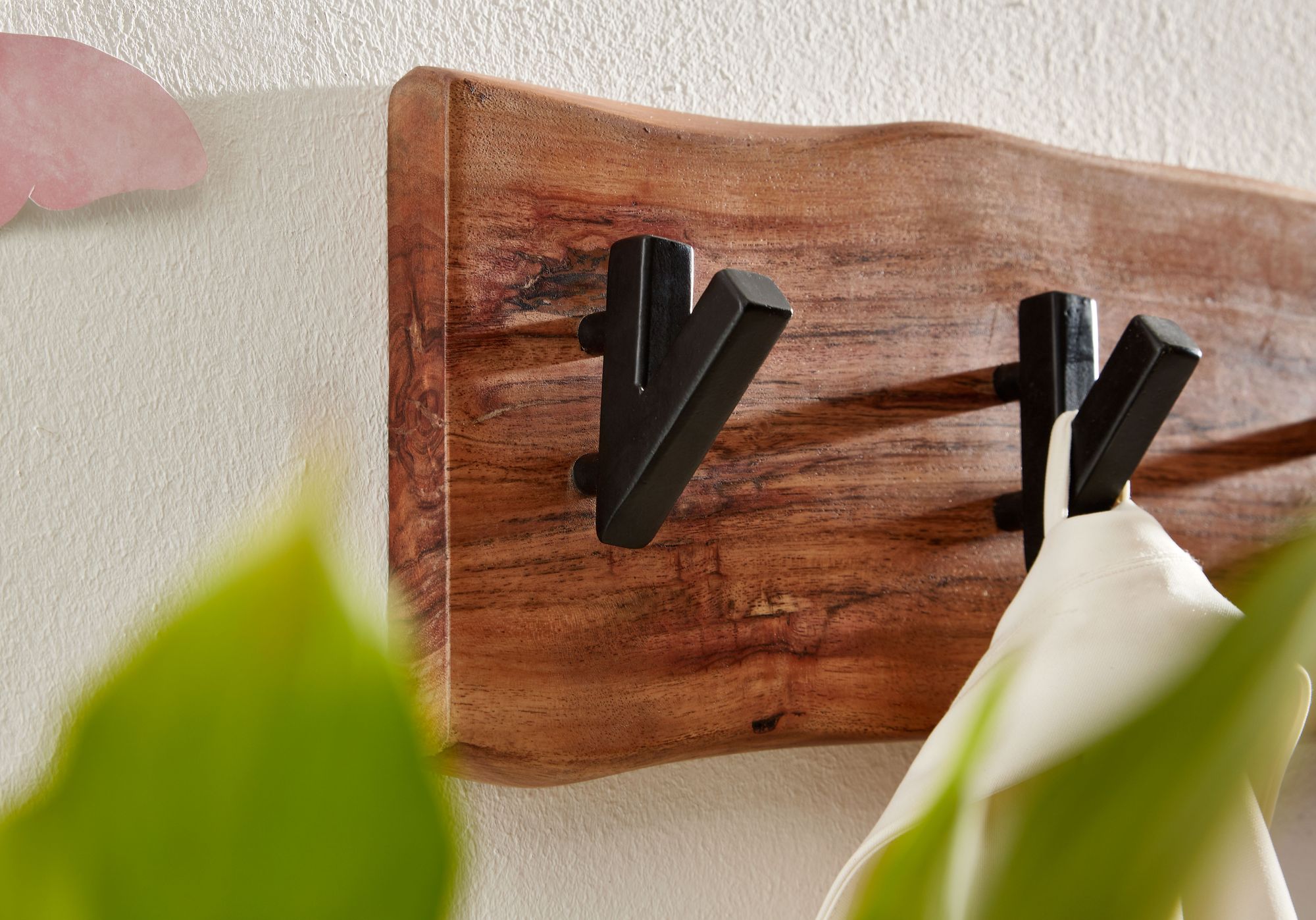 Wandgarderobe Runde Akazie Massivholz Braun 60 × 9 × 17 cm