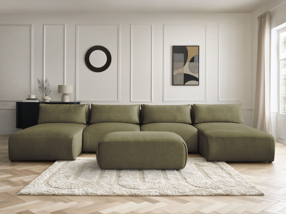Bobochic Jana Wohnlandschaft mit kleinem Pouf Samt Grün