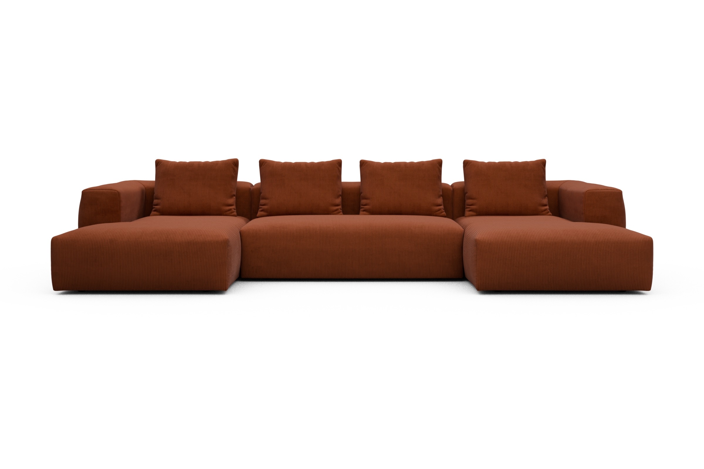 Skandi Home Wohnlandschaft Fred mit 2-Sitzer und Chaiselongue beidseitig Corduroy-Burnt-Orange moebelfaktor