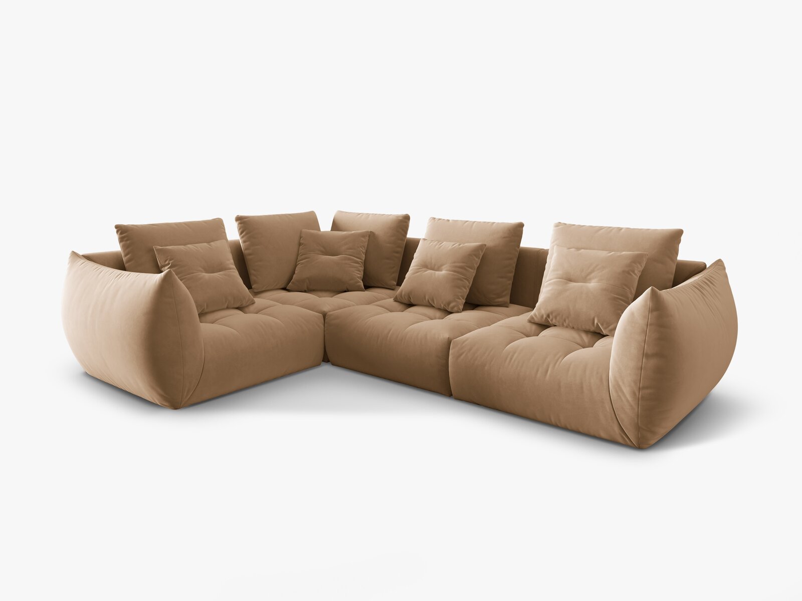 Micadoni Ecksofa Bloom 4-Sitzer Links Samt Sand