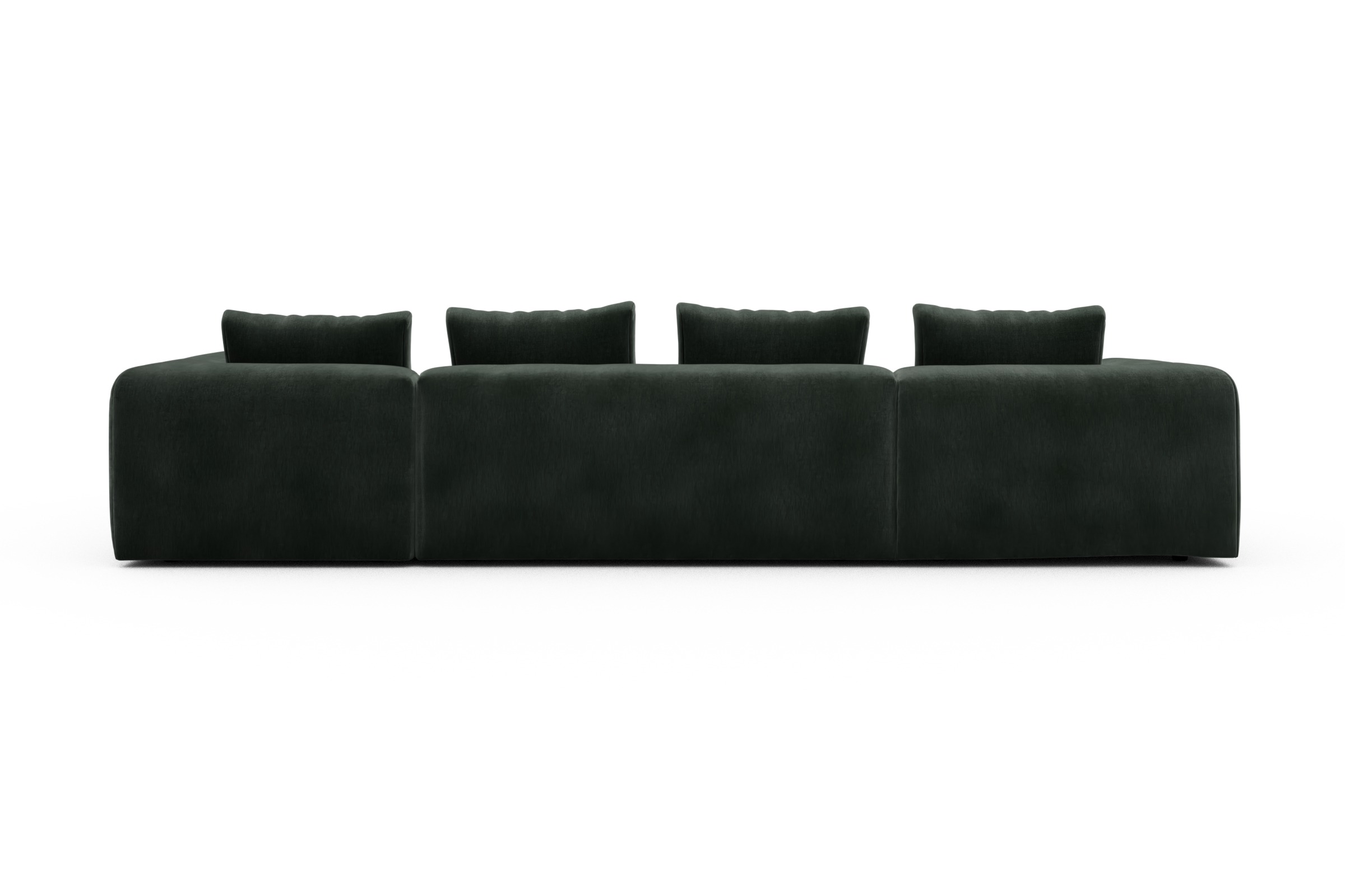 Wohnlandschaft Fred Chaiselongue links mit 2-Sitzer und lange Armlehne rechts Smooth-Laurel-Green