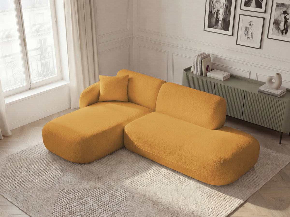 Bobochic Anda Ecksofa 241 × 163 cm Chenille Gelb Ecke links
