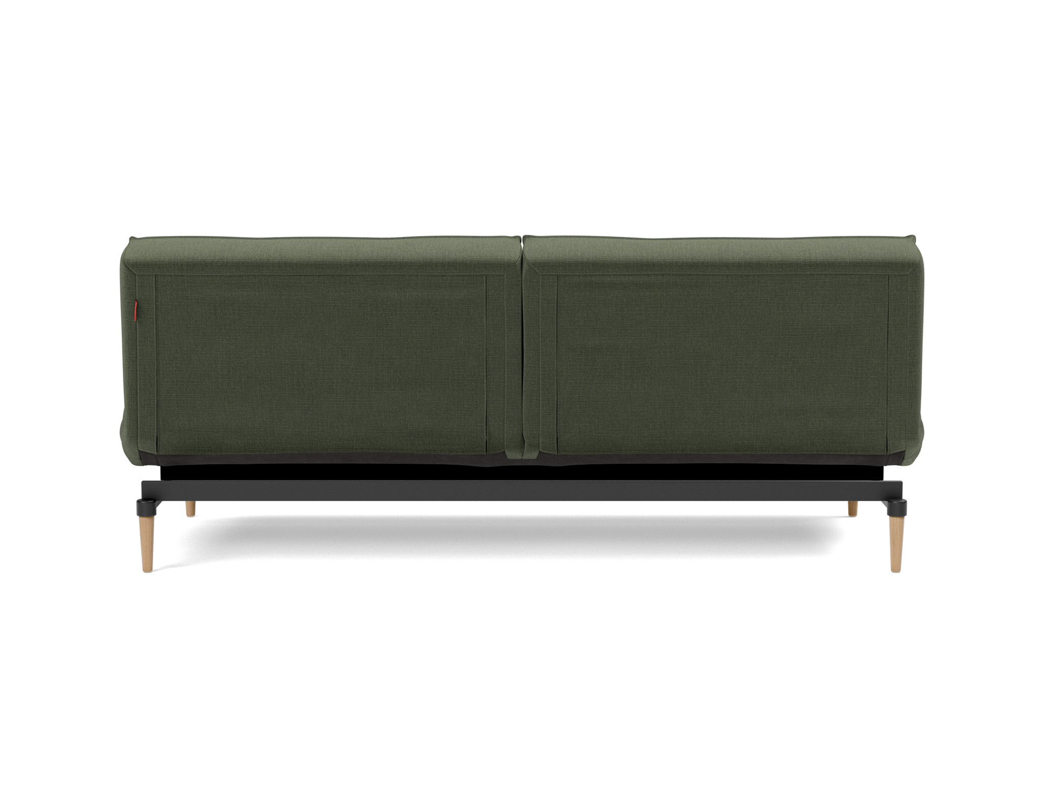 Schlafsofa Splitback Chenille Esina 413-Olive-Green Beine Styletto Eiche hell