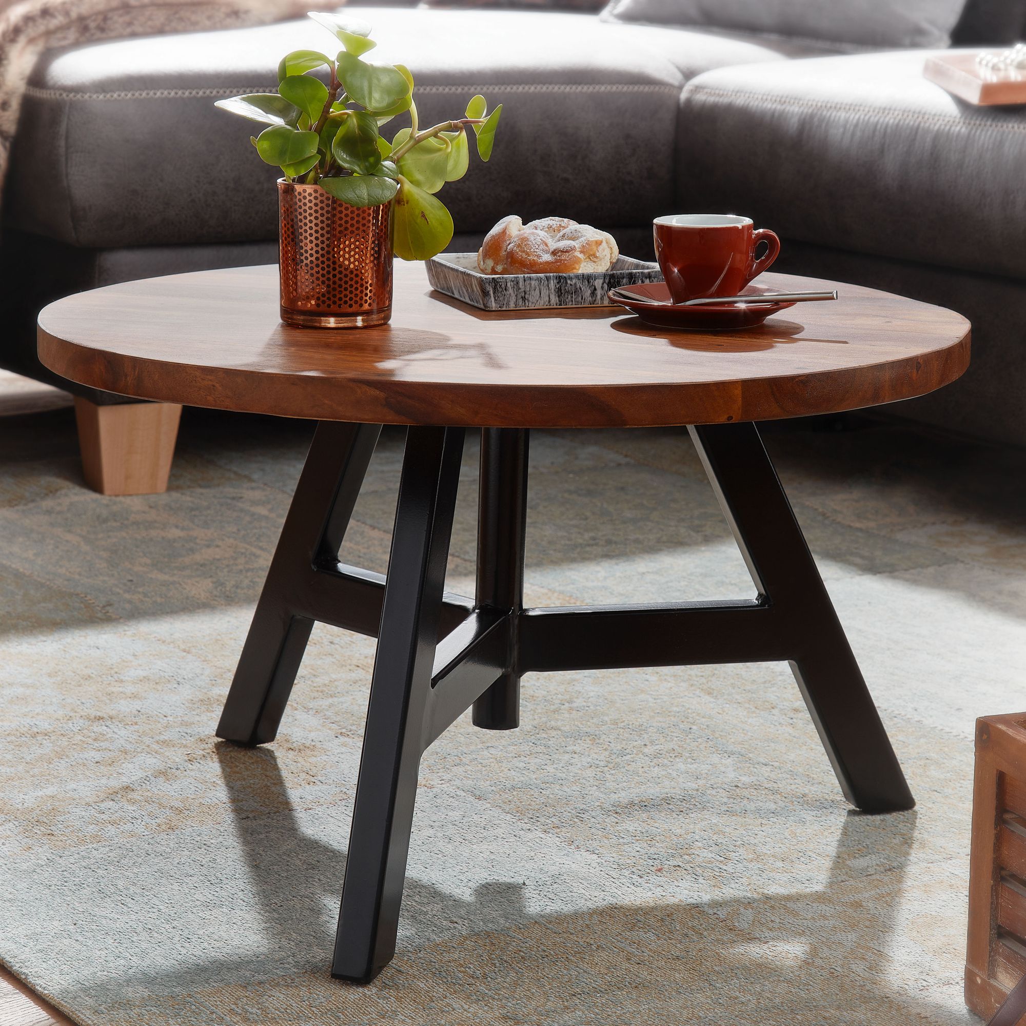 Couchtisch Nesjar Sheesham Massivholz Ø 60 cm