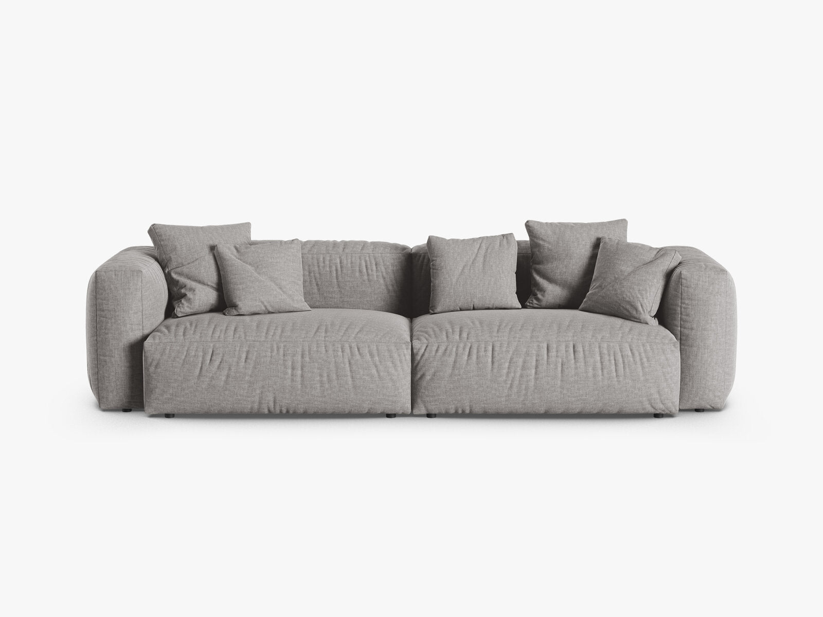 Micadoni Sofa Martina 4-Sitzer 90cm Sitztiefe Strukturierter Stoff Boston Hellgrau