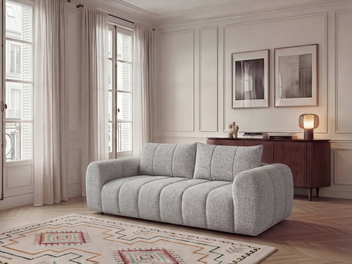 Bobochic Nesty Sofa 3-Sitzer Melange-Stoff Hellgrau