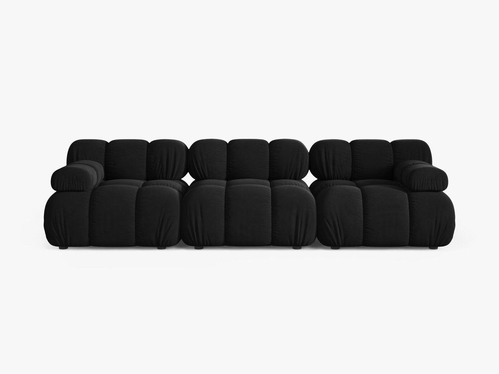 Micadoni Modulares Sofa Bellis 3-Sitzer Samt Bluvel Schwarz
