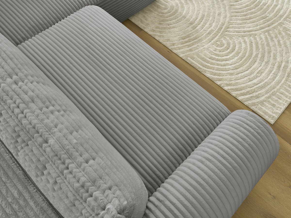 Bobochic Lucien Ecksofa mit Schlaffunktion und Bettkasten 296 × 198 cm Breitcord weich Dunkelgrau Ecke rechts