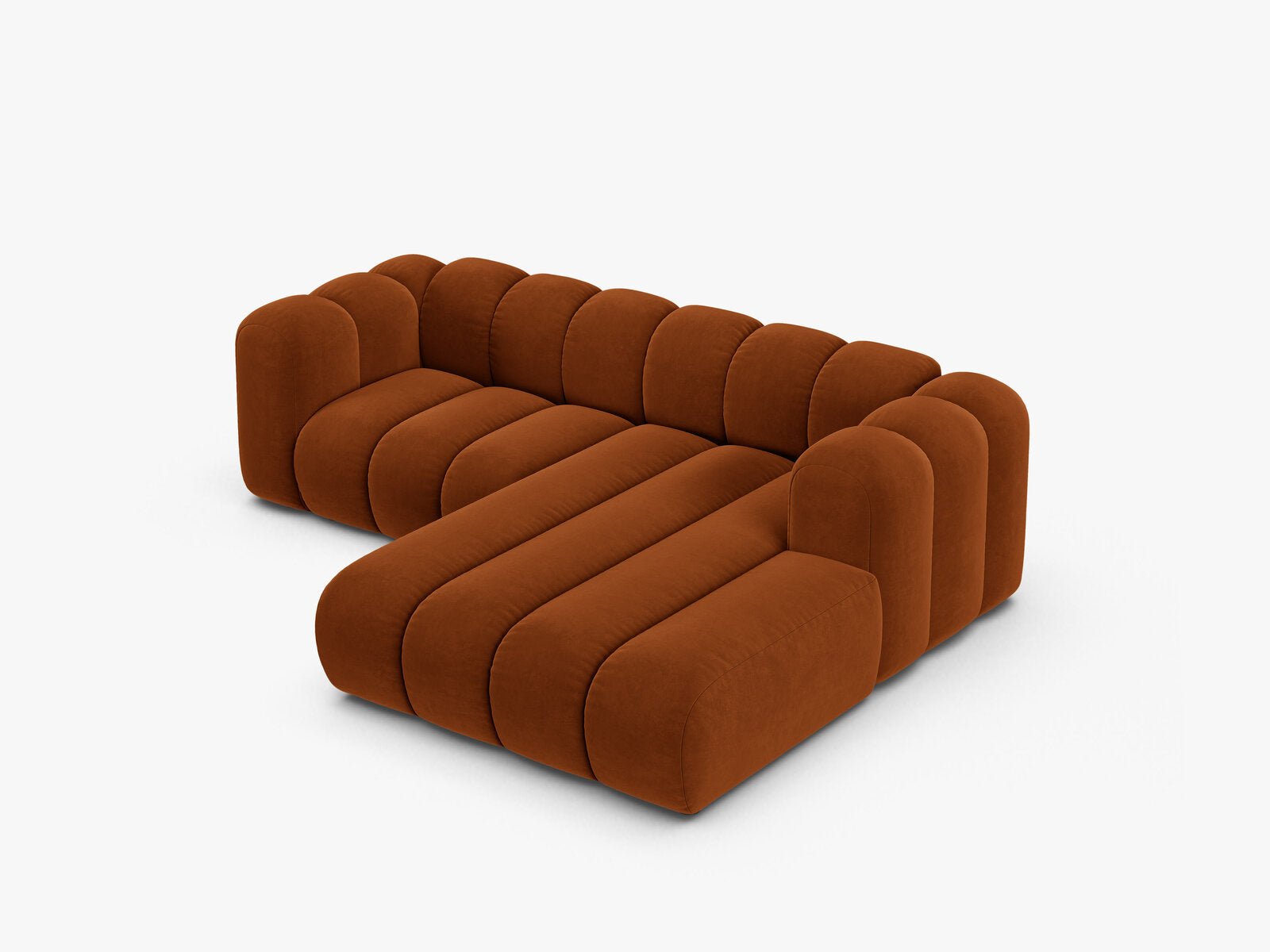 Micadoni Modulares Ecksofa Lupine 3-Sitzer Rechts Samt Salvador Terrakotta