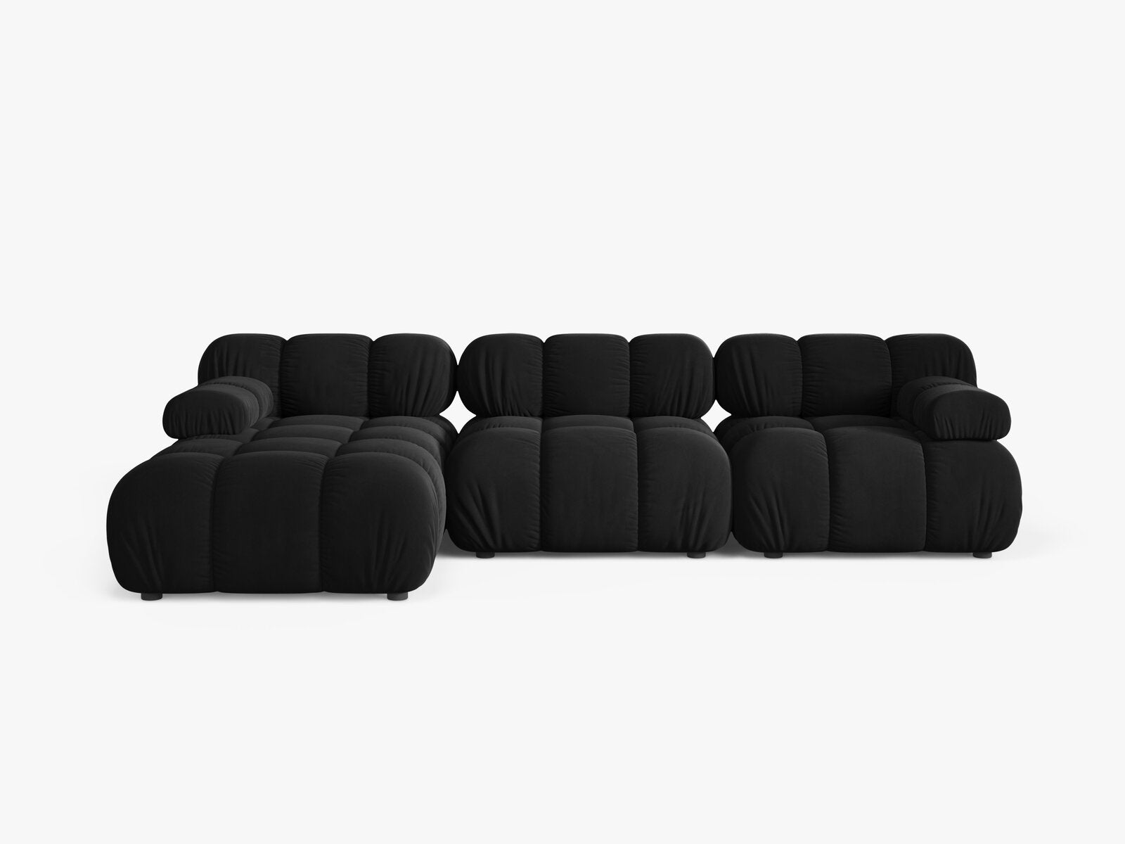 Micadoni Modulares Ecksofa Bellis 4-Sitzer Links Samt Bluvel Schwarz