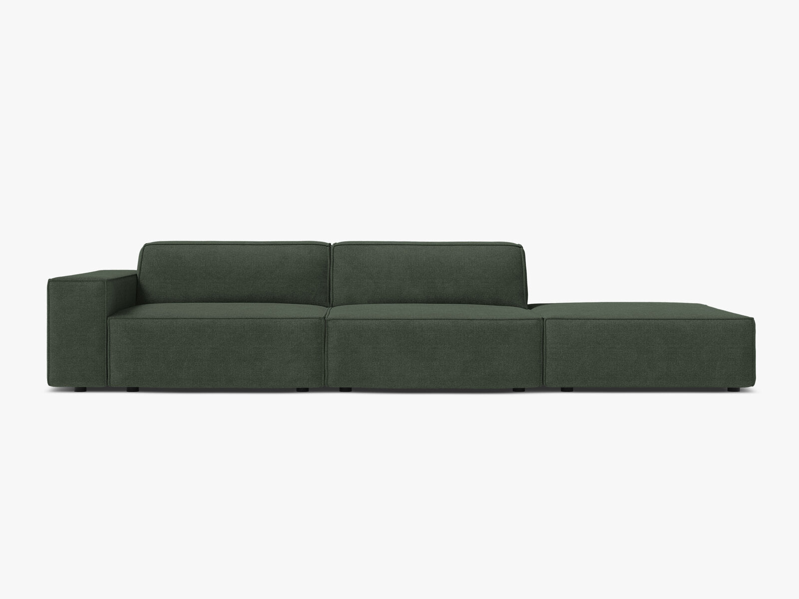 Micadoni Sofa Jodie 3-Sitzer Rechts Strukturierter Stoff Liberty Moßgrün