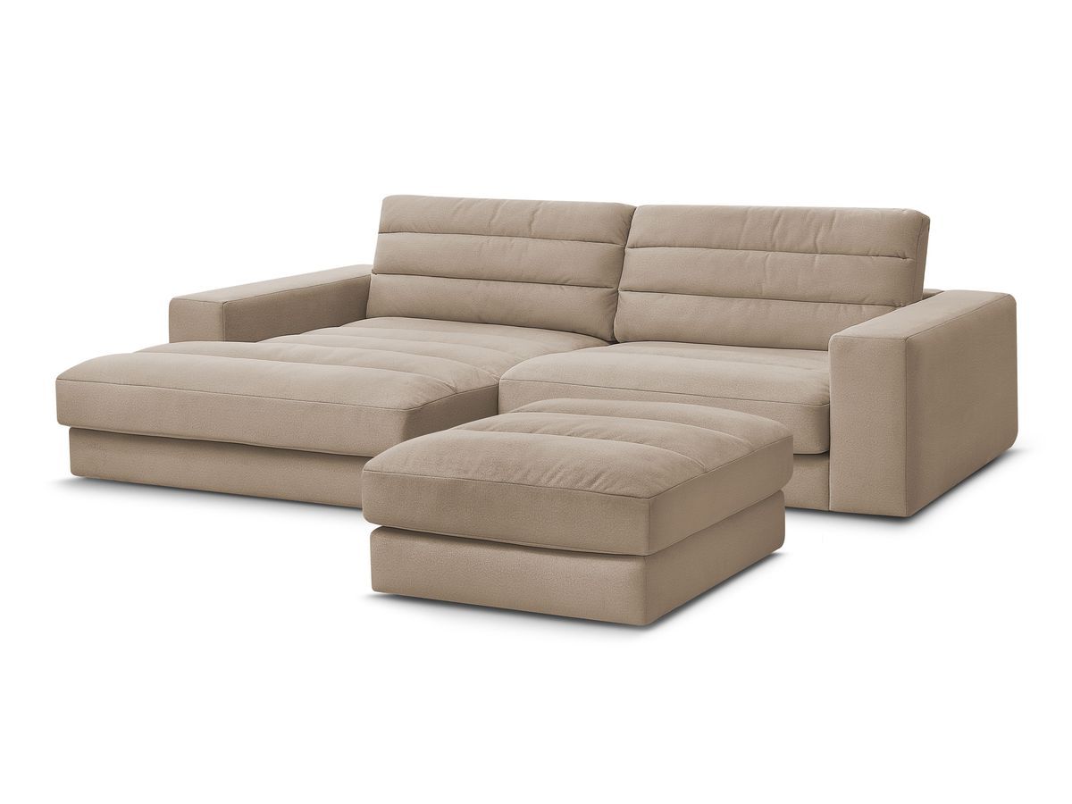 Bobochic Sierra Ecksofa mit Pouf Samt Taupe Ecke links