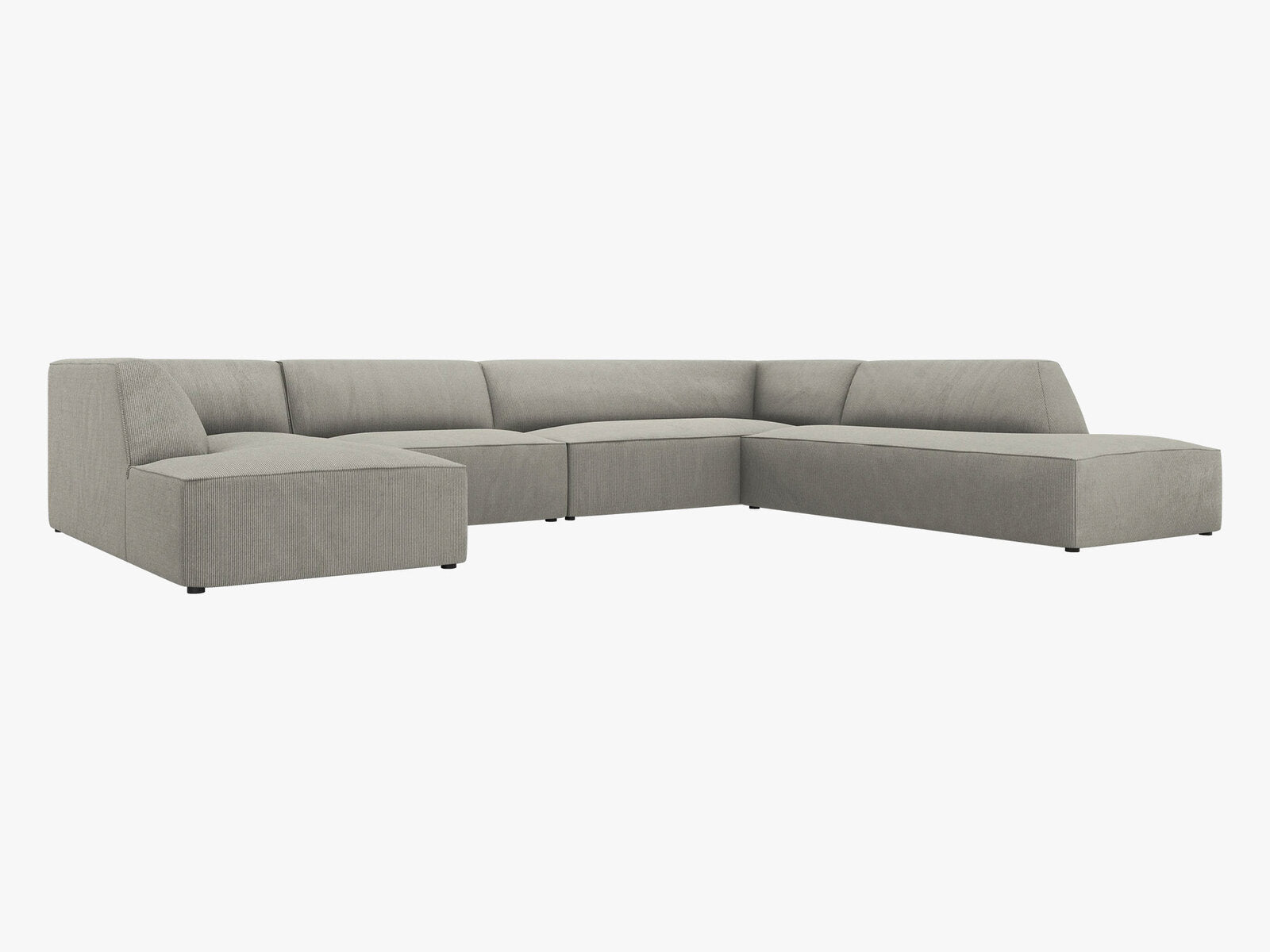 Micadoni Panorama-Ecksofa Ruby 7-Sitzer Rechts Kord Scala Hellgrau