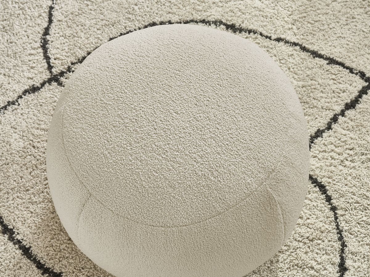 Bobochic Hayden Pouf, rund Bouclé-Stoff Beige, 60 cm