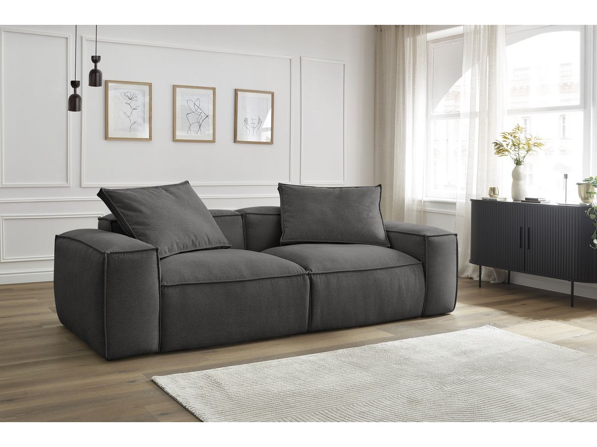 Bobochic Boheme Sofa 3-Sitzer Melange-Stoff Dunkelgrau