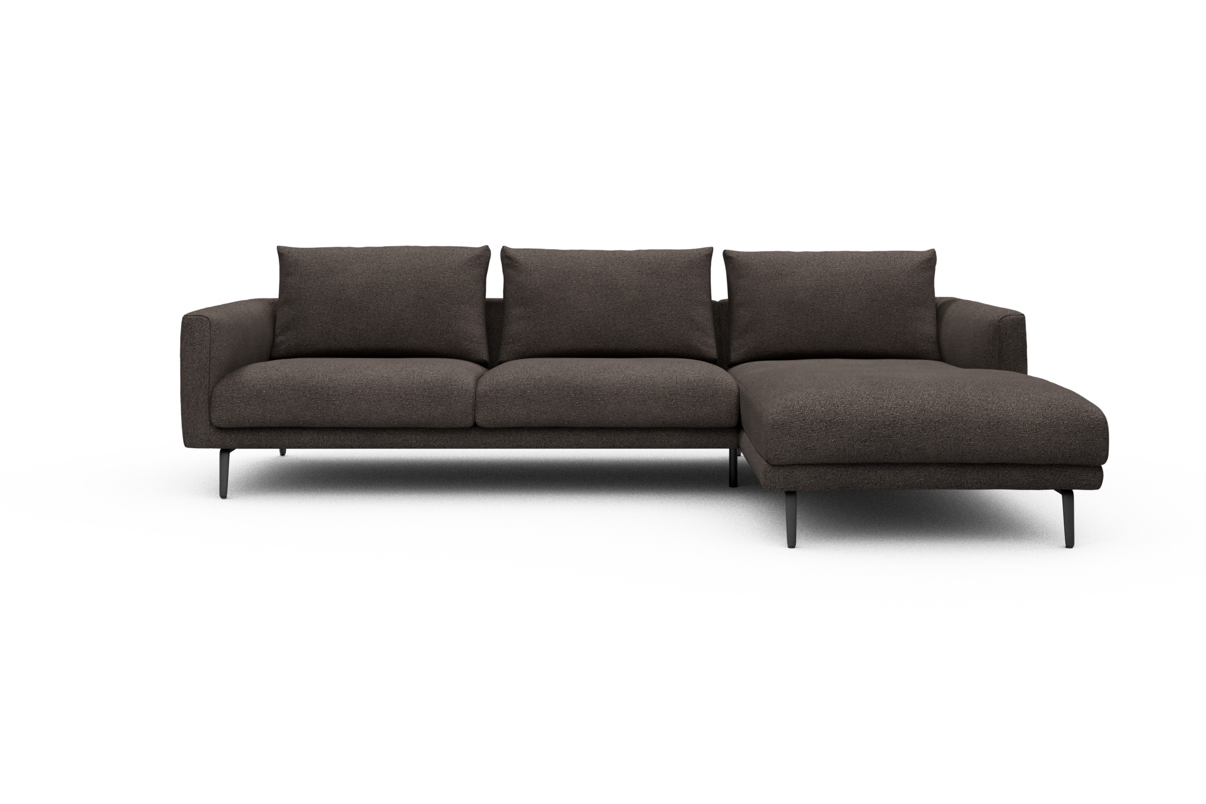 Skandi Home Ecksofa Karl Chaiselongue rechts mit 2,5-Sitzer Boucle-Taupe moebelfaktor