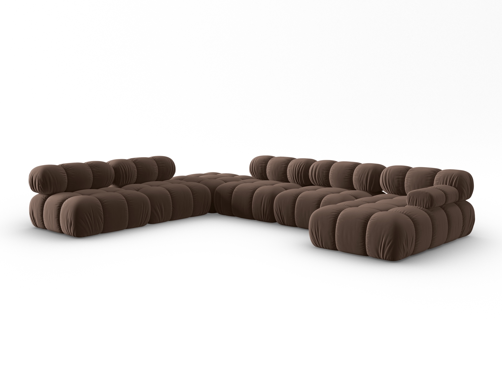 Micadoni Modulares Panorama Ecksofa Bellis 7-Sitzer Links Samt Bluvel Dunkelbraun