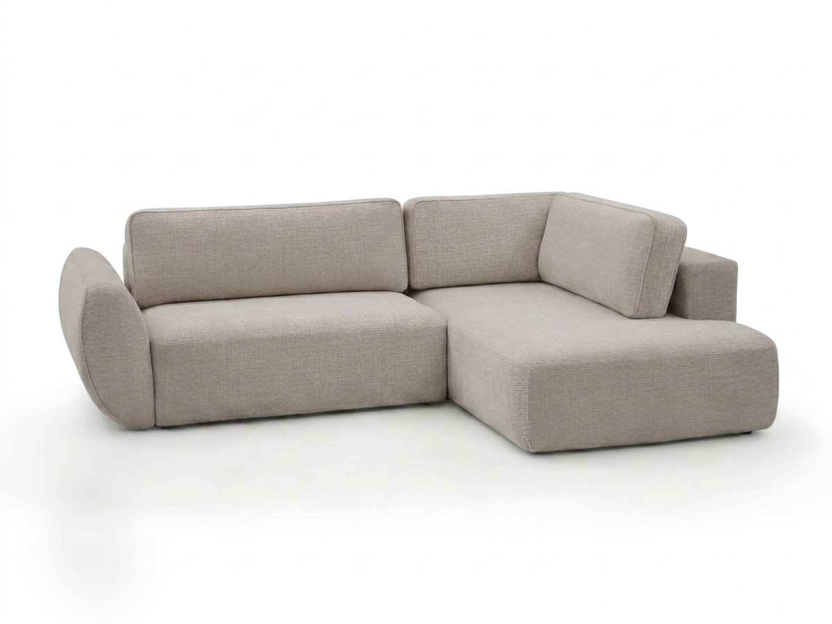 Bobochic Denise Ecksofa mit Schlaffunktion und Bettkasten 256 × 197 cm Strukturstoff Beige Ecke rechts