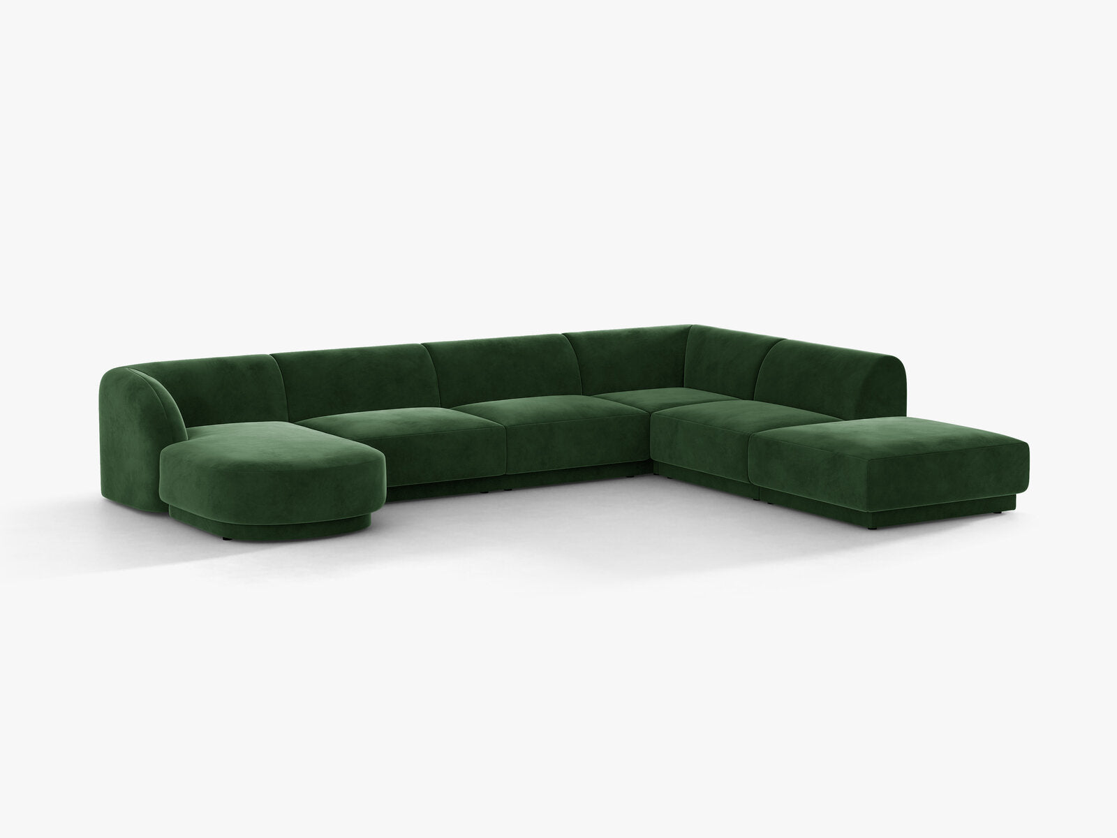 Micadoni Panorama-Ecksofa Miley 6-Sitzer Samt Venus Flaschengrün Rechts