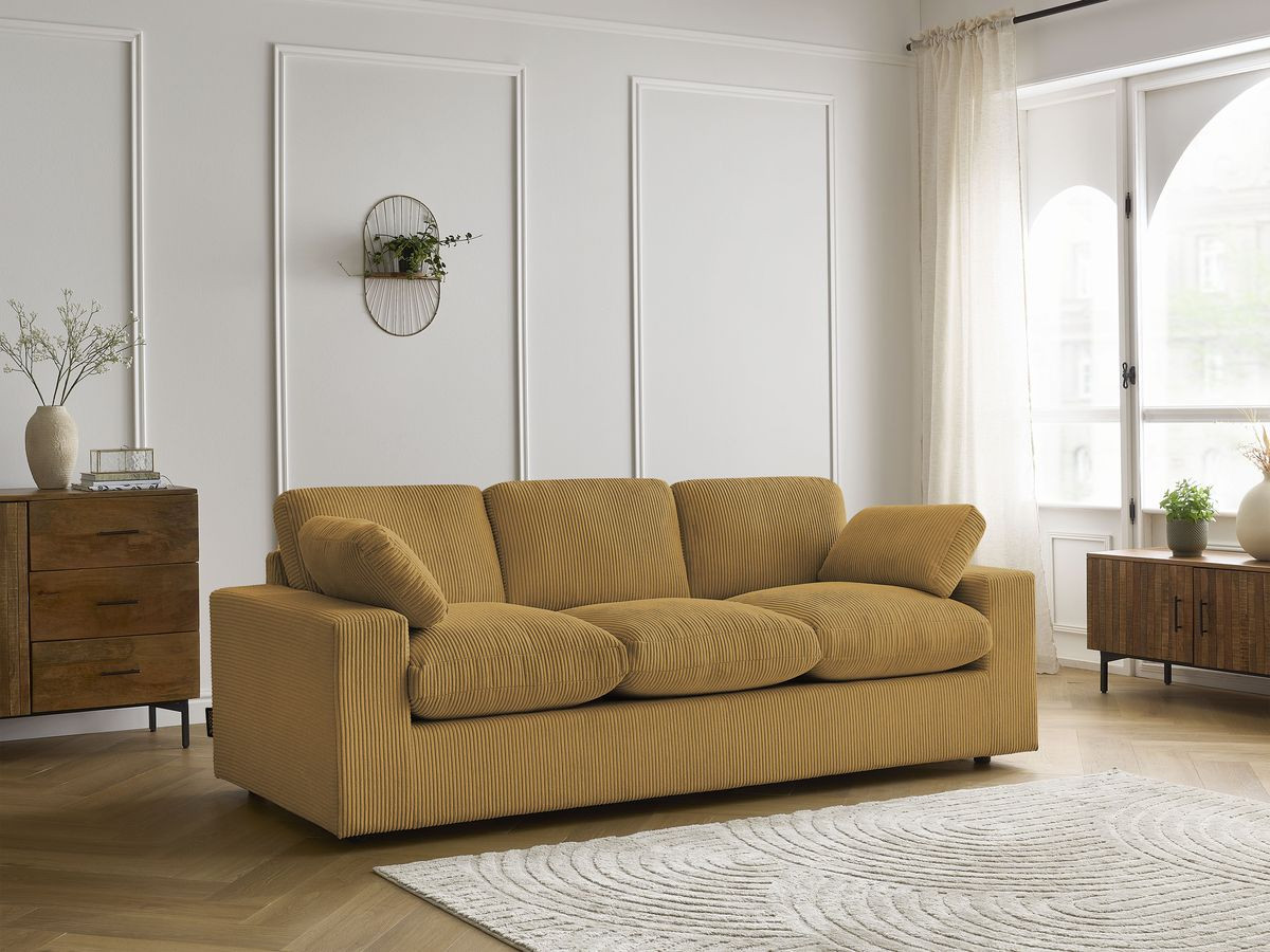Bobochic Belair Sofa 3-Sitzer 220 × 93 cm Cordsamt Gelb