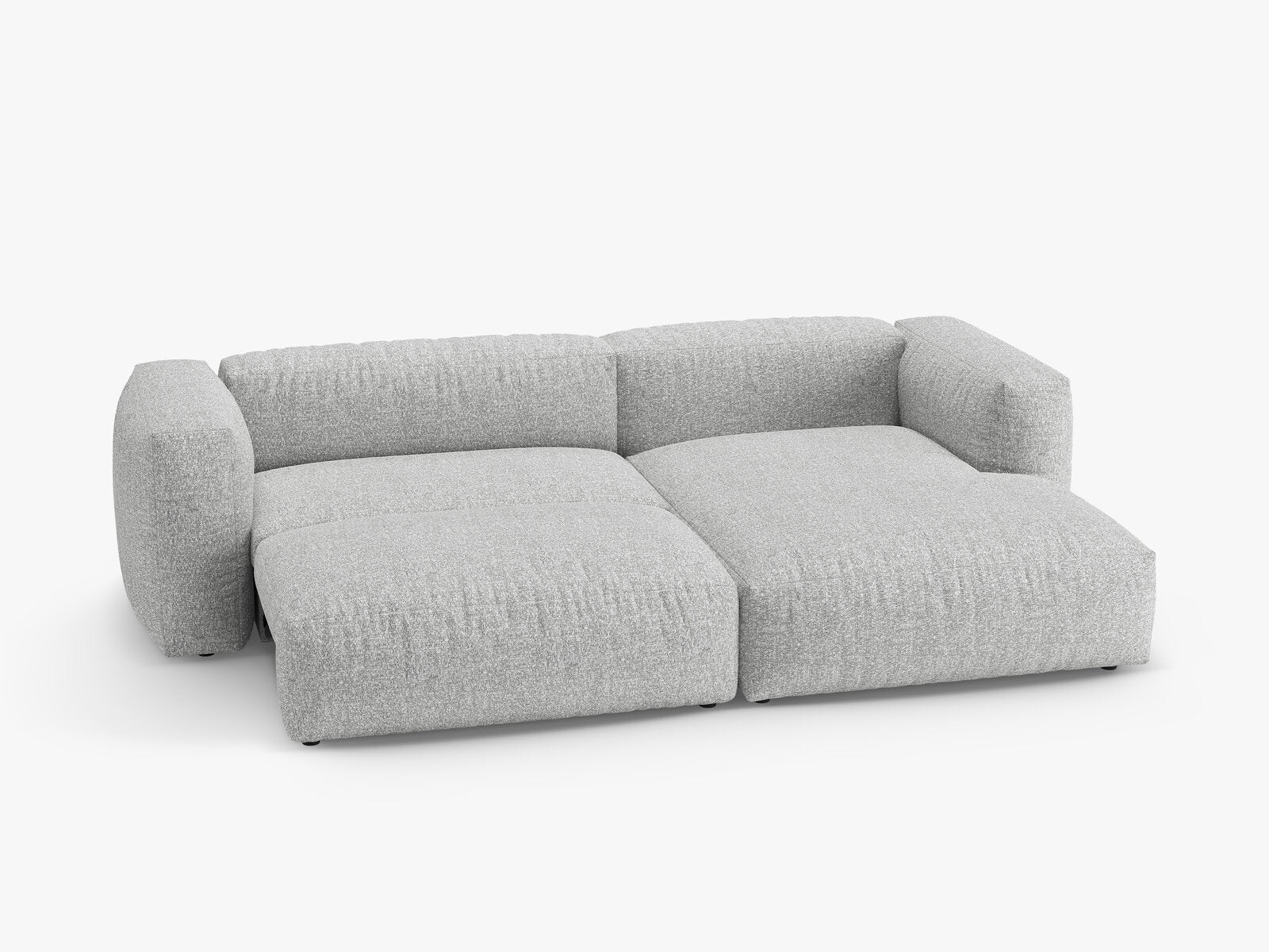 Micadoni Martina Ecksofa 4-Sitzer mit Schlaffunktion Rechts Boucle Monet Silber