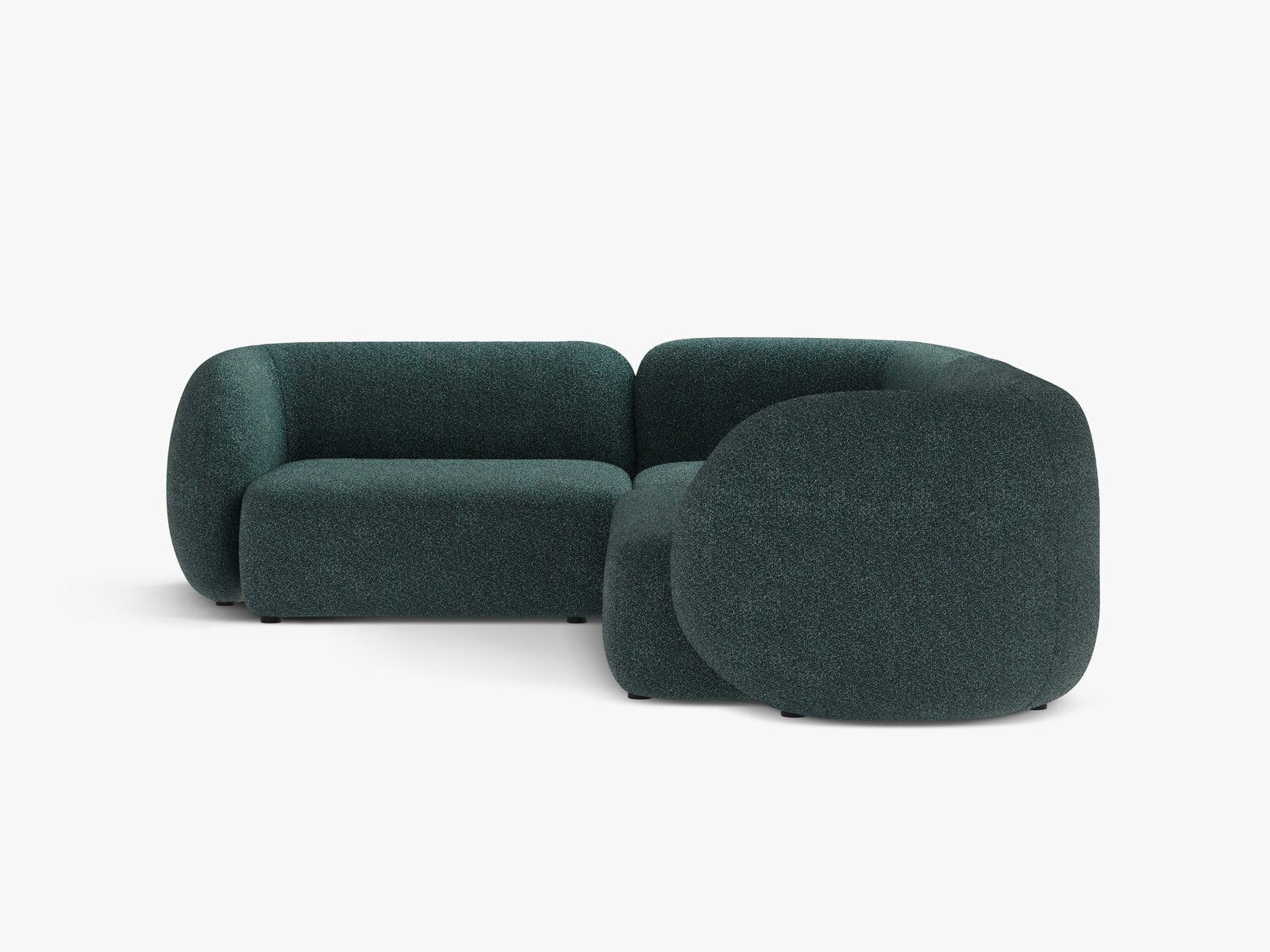 Micadoni Ecksofa Kate 4-Sitzer Links Strukturierter Stoff Puente Grün Blau Melange