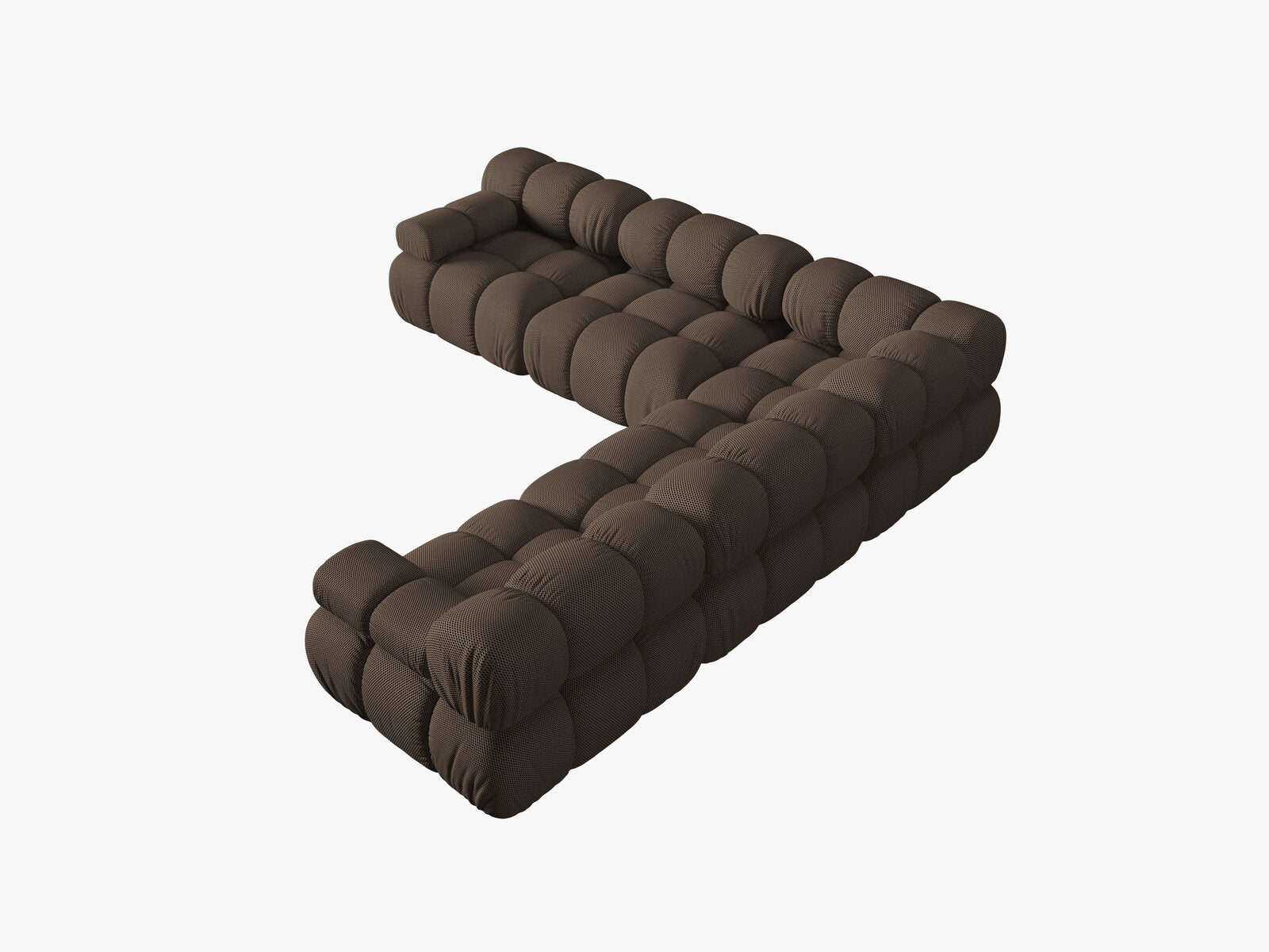 Micadoni Symmetrisches Ecksofa Bellis 5-Sitzer 3D-Stoff Sonic Braun