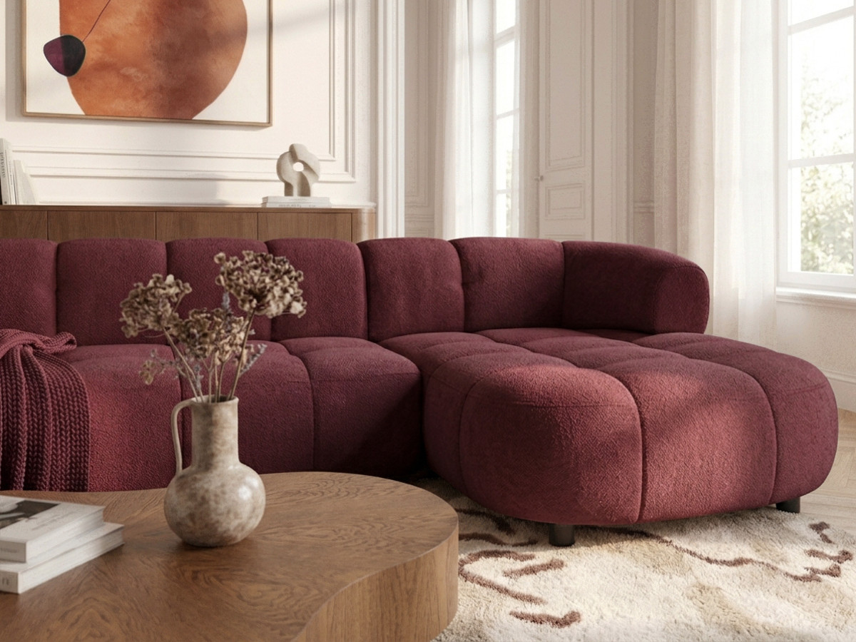 Bobochic Lovely Ecksofa mit Schlaffunktion Stoff Rot Ecke rechts