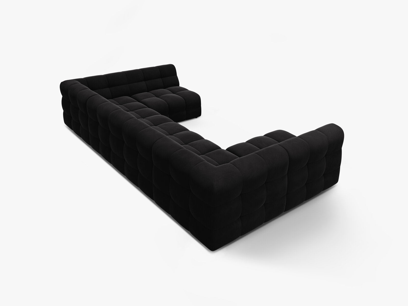 Micadoni Panorama-Sofa Kendal 7-Sitzer Samt Magic Velvet Schwarz