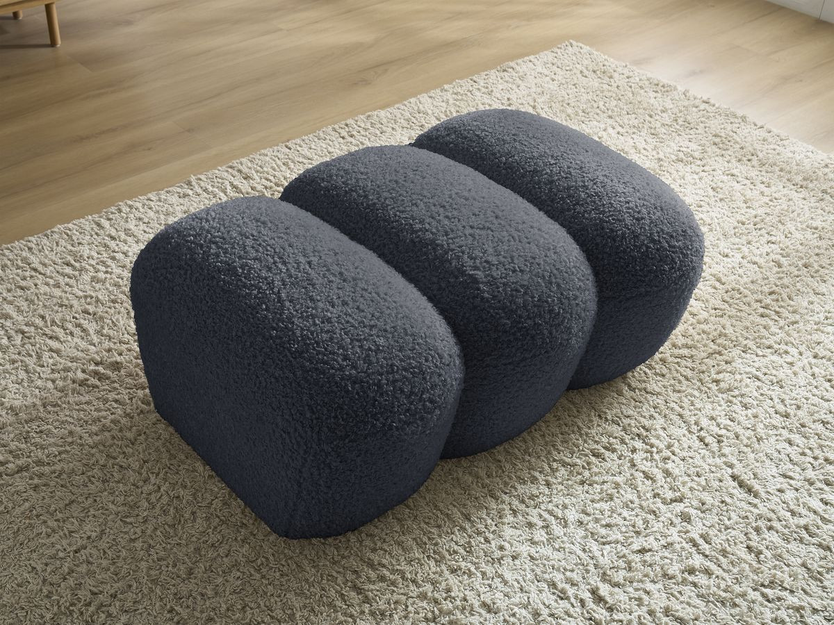 Bobochic Hippolyte Pouf Bouclé-Stoff Dunkelgrau