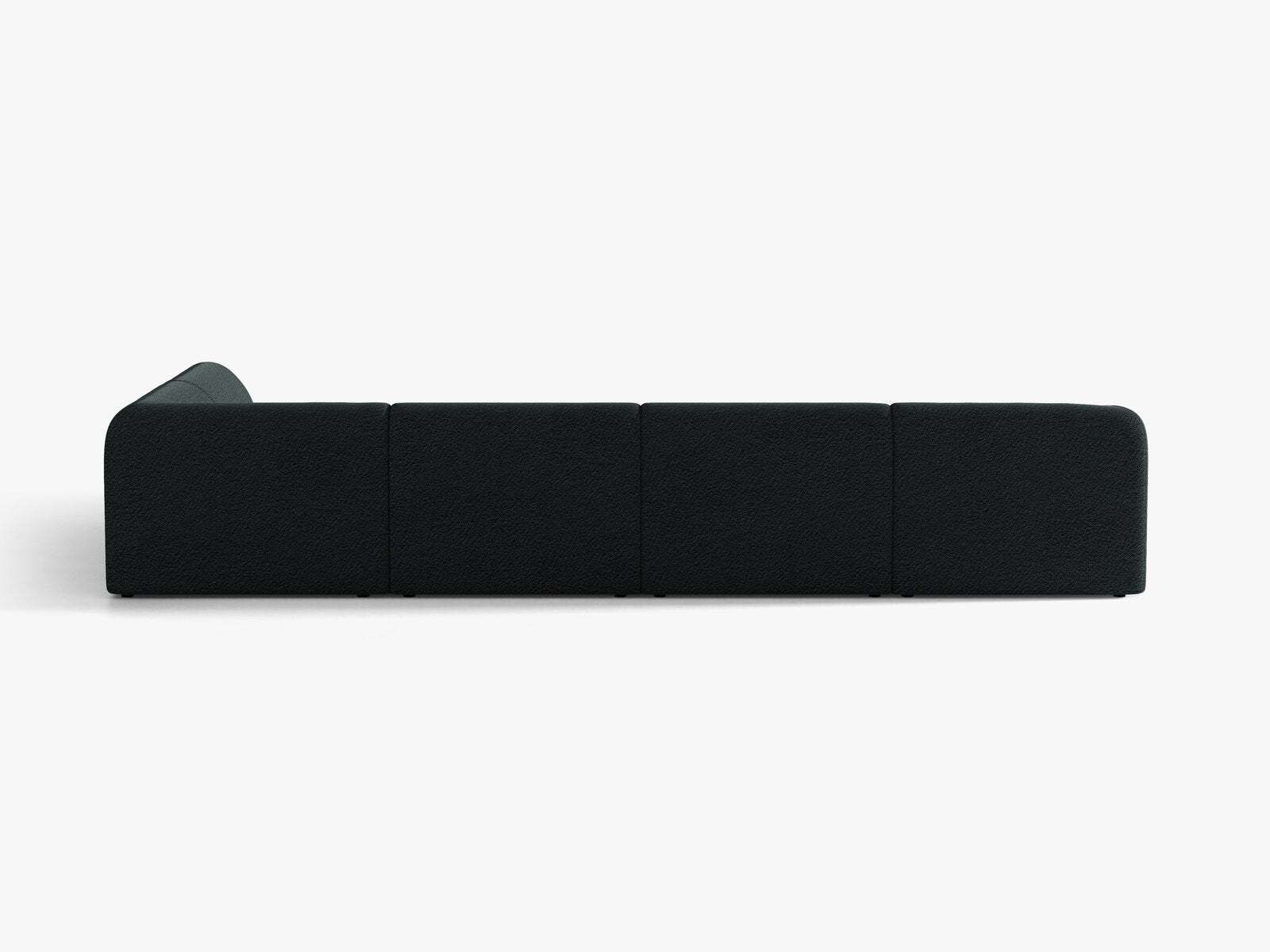 Micadoni Panorama-Ecksofa Miley 6-Sitzer Rechts Boucle Baloo Schwarz