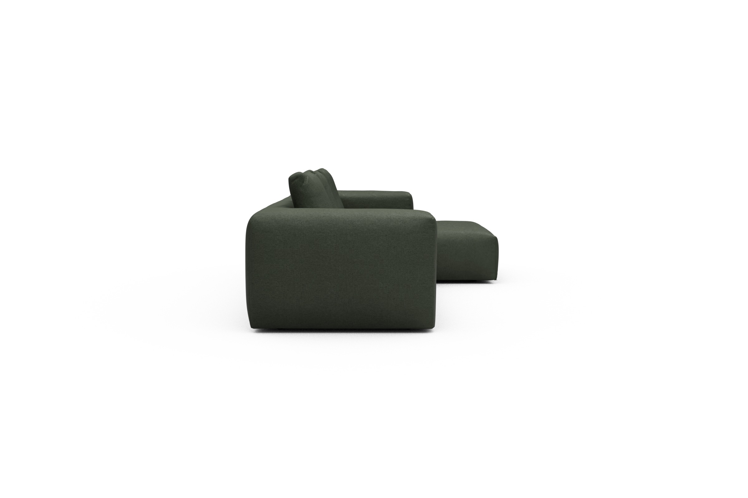 Ecksofa Fred Chaiselongue rechts mit 2,5-Sitzer Denari-Forest-Green