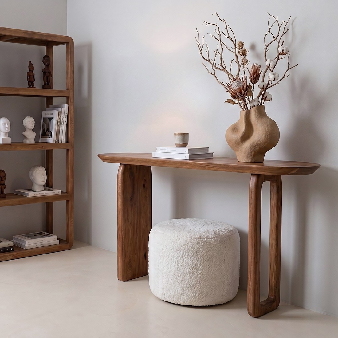 Raw Materials Bullnose Wandtisch aus Mangoholz braun 140x35x80cm